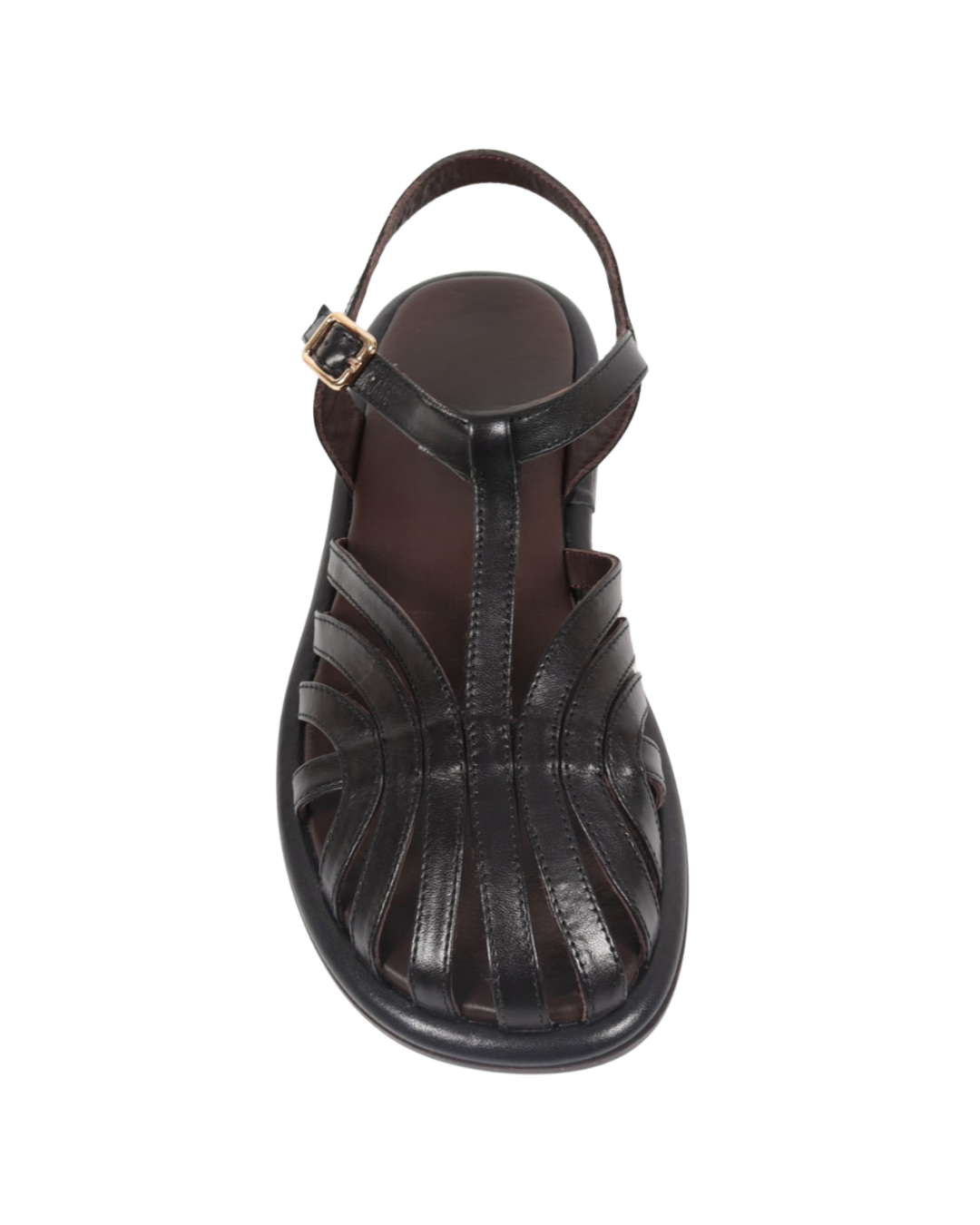 Siyah Deri Casual Sandalet 1271