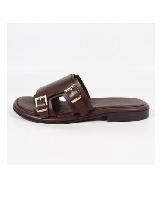 Kahve Deri Casual Terlik 1246