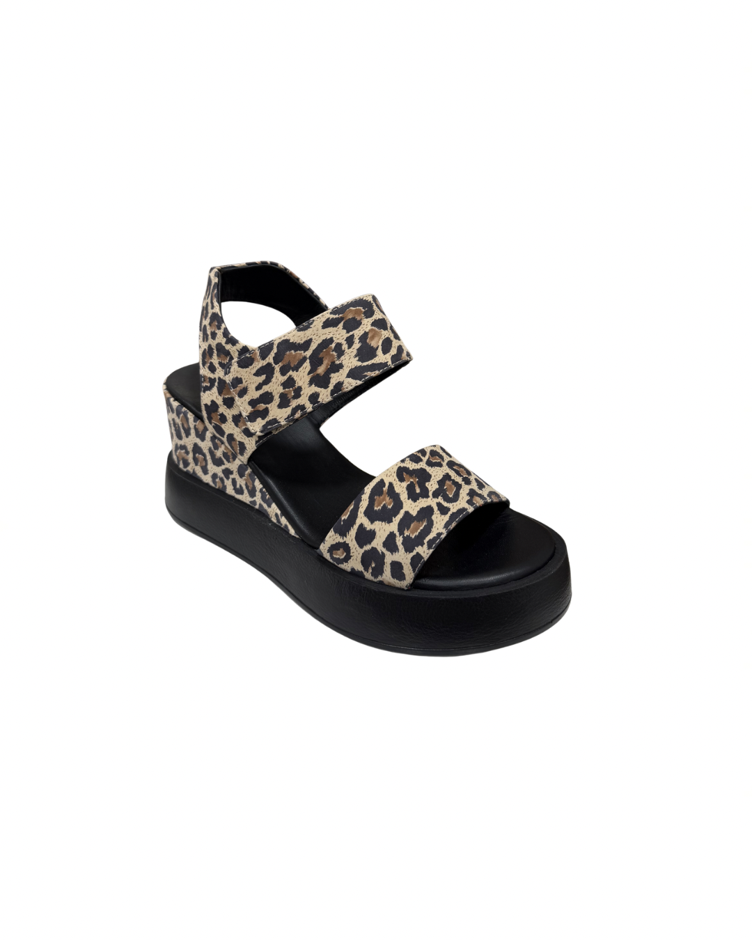 Leopar Deri Dolgu Topuk Sandalet 1091