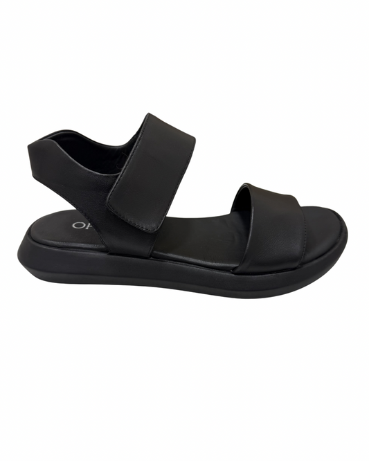 Siyah Deri Casual Sandalet 736