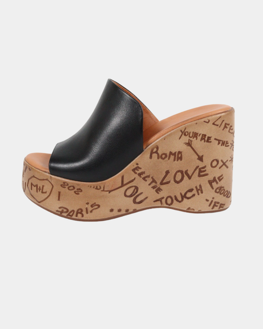 Siyah Deri Dolgu Topuk Terlik 1218