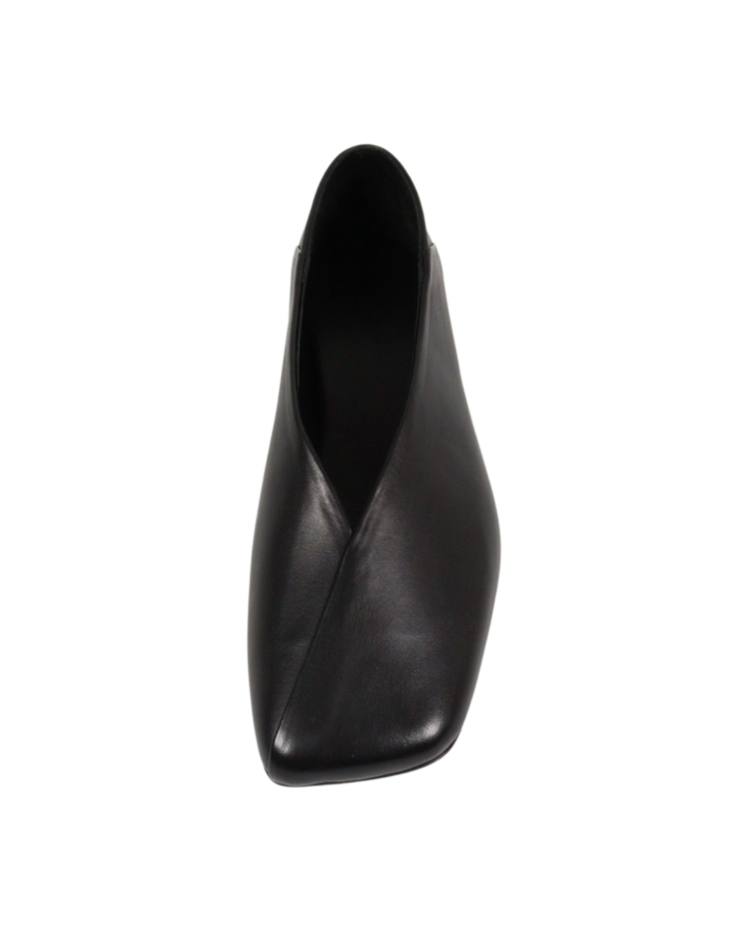 Siyah Deri Küt Burun Ayakkabı 1215