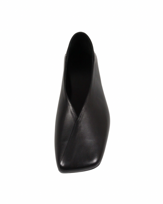 Siyah Deri Küt Burun Ayakkabı 1215