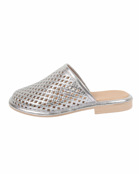 Gümüş Deri Comfort Terlik 1225